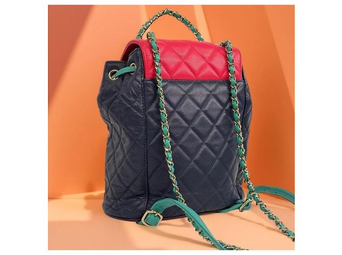 Chanel Duma Multicolored Caviar Leather Backpack Black Green - view 2