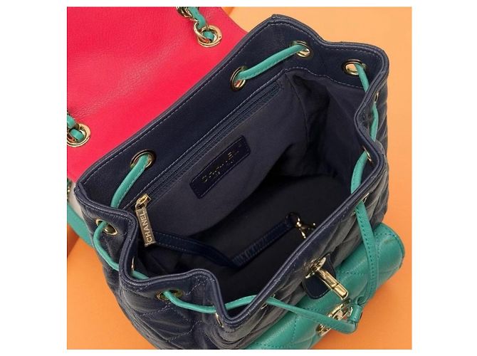 Chanel Duma Multicolored Caviar Leather Backpack Black Green - view 3