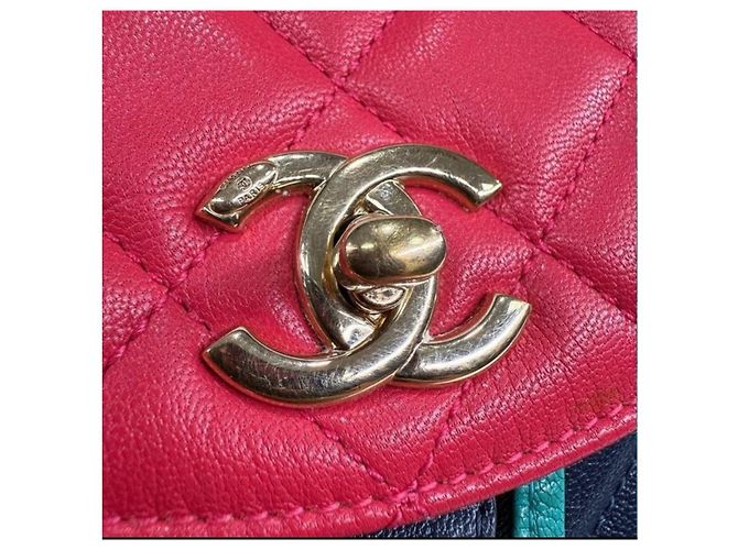 Chanel Duma Multicolored Caviar Leather Backpack Black Green - view 8