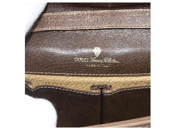Borsa a Spalla Gucci GG Supreme Web Sherry Line PVC Beige Oro 145857 Auth BA11894 D'oro - vista 12