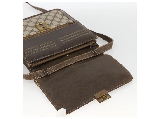 Borsa a Spalla Gucci GG Supreme Web Sherry Line PVC Beige Oro 145857 Auth BA11894 D'oro - vista 9