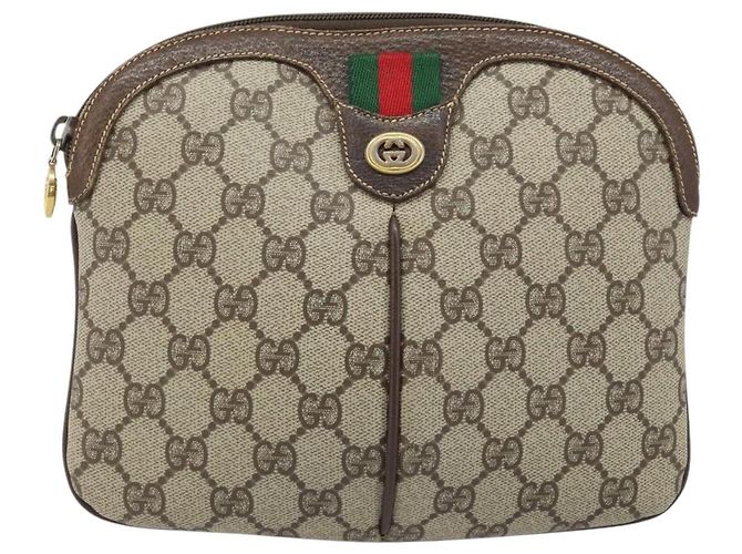 Borsa Sherry Line GG Supreme Web di GUCCI in PVC Beige e Oro 904 02 047 Auth ka3560 D'oro - vista 13