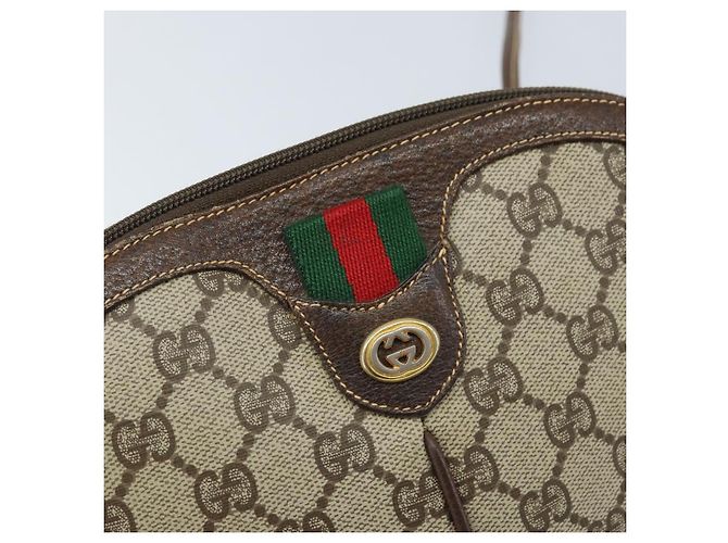 Borsa Sherry Line GG Supreme Web di GUCCI in PVC Beige e Oro 904 02 047 Auth ka3560 D'oro - vista 18