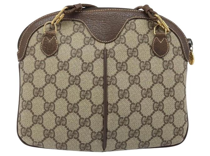 Borsa Sherry Line GG Supreme Web di GUCCI in PVC Beige e Oro 904 02 047 Auth ka3560 D'oro - vista 2