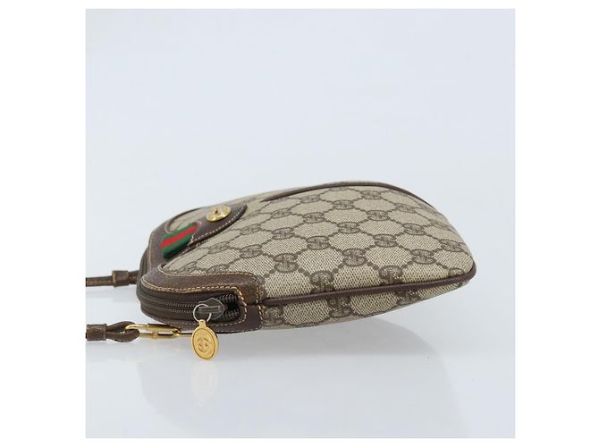 Borsa Sherry Line GG Supreme Web di GUCCI in PVC Beige e Oro 904 02 047 Auth ka3560 D'oro - vista 4