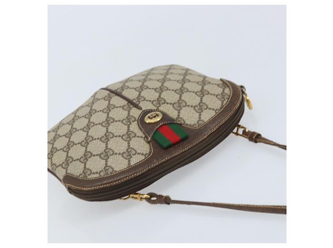 Borsa Sherry Line GG Supreme Web di GUCCI in PVC Beige e Oro 904 02 047 Auth ka3560 D'oro - vista 6