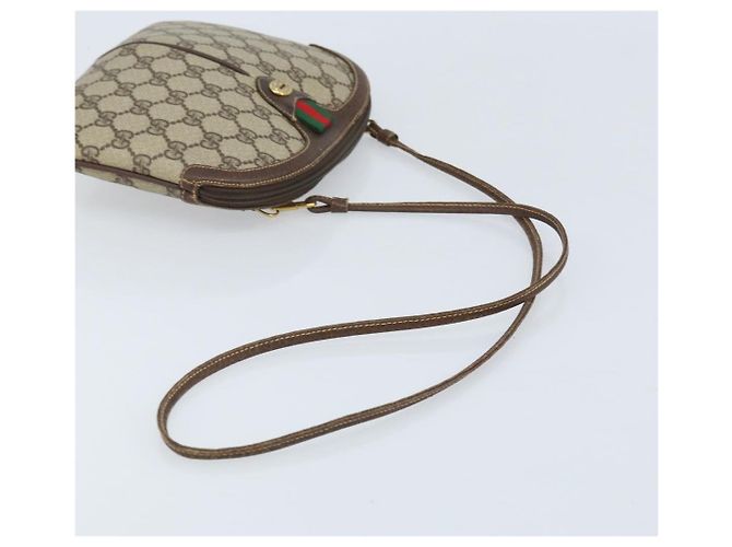 Borsa Sherry Line GG Supreme Web di GUCCI in PVC Beige e Oro 904 02 047 Auth ka3560 D'oro - vista 7