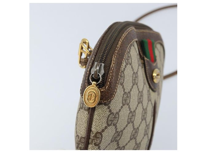 Borsa Sherry Line GG Supreme Web di GUCCI in PVC Beige e Oro 904 02 047 Auth ka3560 D'oro - vista 9