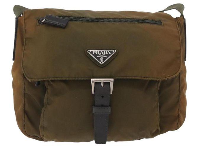 Borsa a Spalla PRADA Nylon Khaki Argento Autentica 174613 Cachi - vista 13