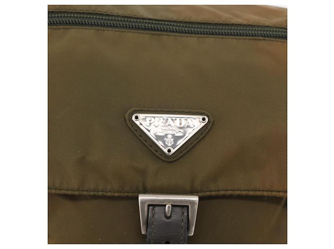 Borsa a Spalla PRADA Nylon Khaki Argento Autentica 174613 Cachi - vista 17