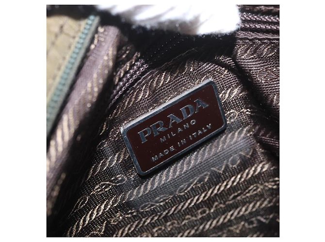 Borsa a Spalla PRADA Nylon Khaki Argento Autentica 174613 Cachi - vista 21