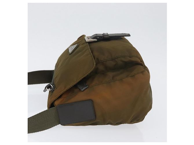 Borsa a Spalla PRADA Nylon Khaki Argento Autentica 174613 Cachi - vista 4