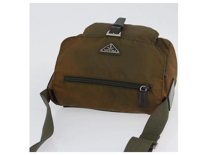 Borsa a Spalla PRADA Nylon Khaki Argento Autentica 174613 Cachi - vista 6