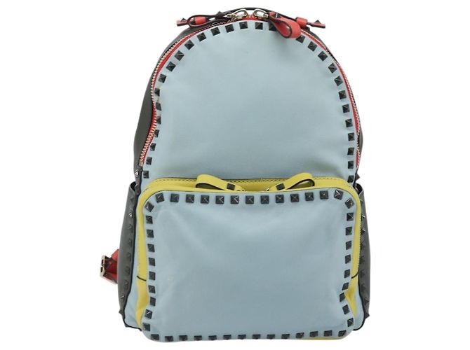 VALENTINO Backpack Leather Light Blue Gold Auth bs34124 Golden - view 13