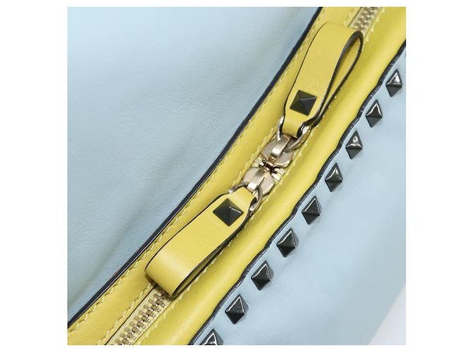 VALENTINO Backpack Leather Light Blue Gold Auth bs34124 Golden - view 24