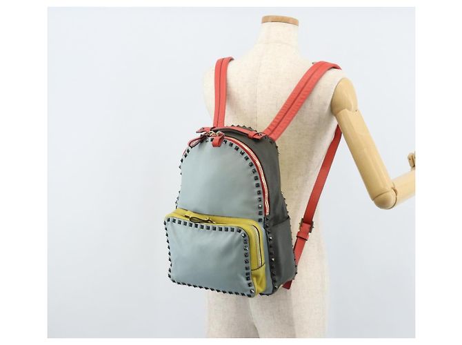 VALENTINO Backpack Leather Light Blue Gold Auth bs34124 Golden - view 26