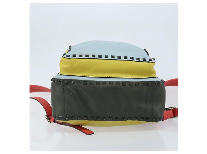 VALENTINO Backpack Leather Light Blue Gold Auth bs34124 Golden - view 5