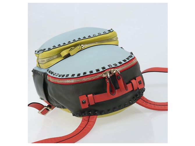 VALENTINO Backpack Leather Light Blue Gold Auth bs34124 Golden - view 6