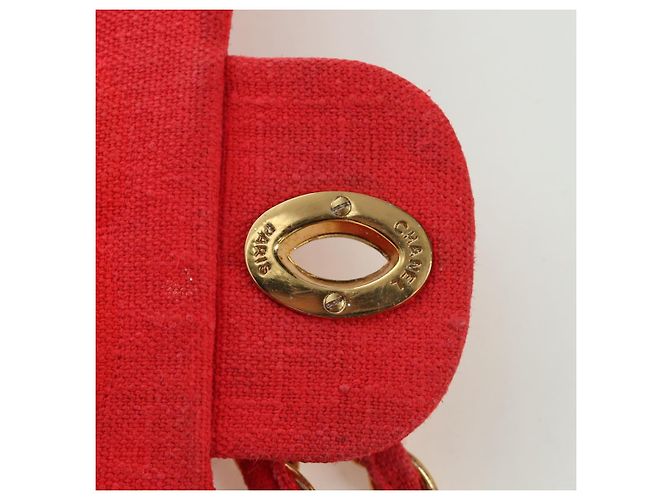 CHANEL Grande Borsa a Spalla Matelassé 35 in Tela Oro Rosso CC Auth BAZ742V D'oro - vista 10