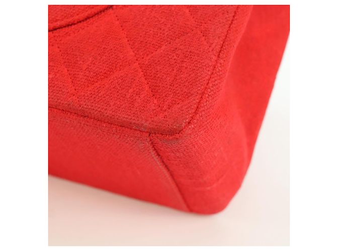 CHANEL Grande Borsa a Spalla Matelassé 35 in Tela Oro Rosso CC Auth BAZ742V D'oro - vista 16