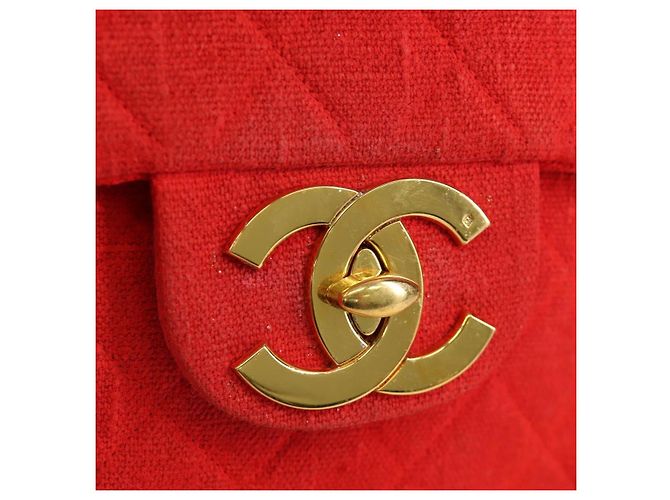 CHANEL Grande Borsa a Spalla Matelassé 35 in Tela Oro Rosso CC Auth BAZ742V D'oro - vista 17