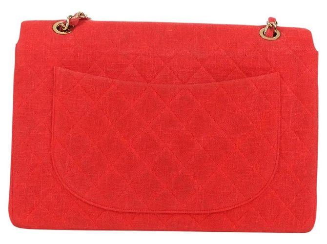 CHANEL Grande Borsa a Spalla Matelassé 35 in Tela Oro Rosso CC Auth BAZ742V D'oro - vista 2
