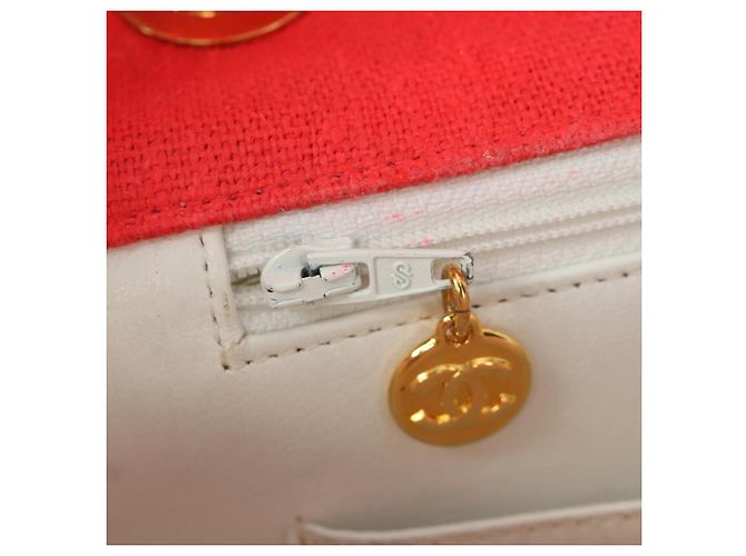 CHANEL Grande Borsa a Spalla Matelassé 35 in Tela Oro Rosso CC Auth BAZ742V D'oro - vista 24