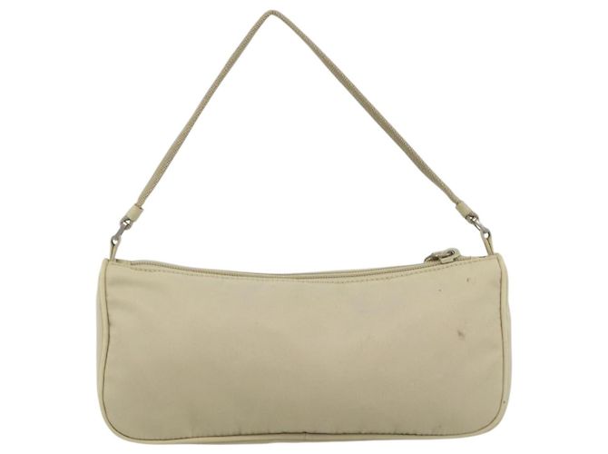 PRADA Accessory Pouch Nylon Beige Silver Auth BAZ860A Silvery - view 2