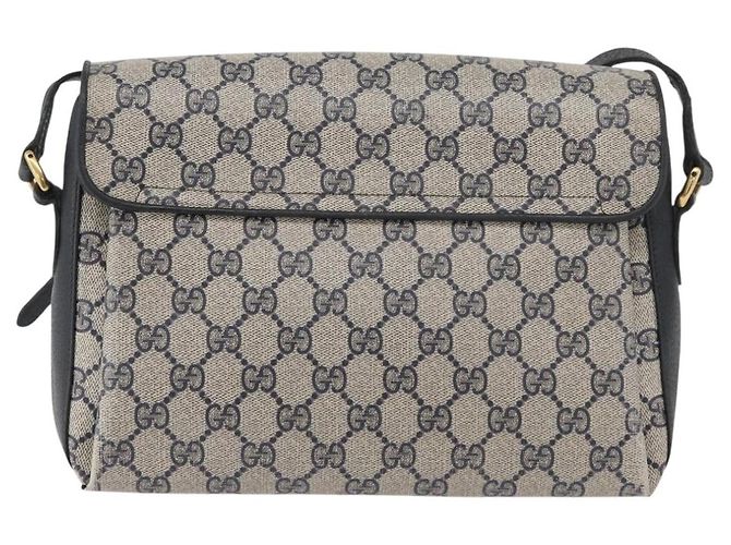 Gucci Borsa GG Supreme Sherry Line in PVC Blu Navy Oro Rosso 904 02 084 Auth SW2212 D'oro - vista 2