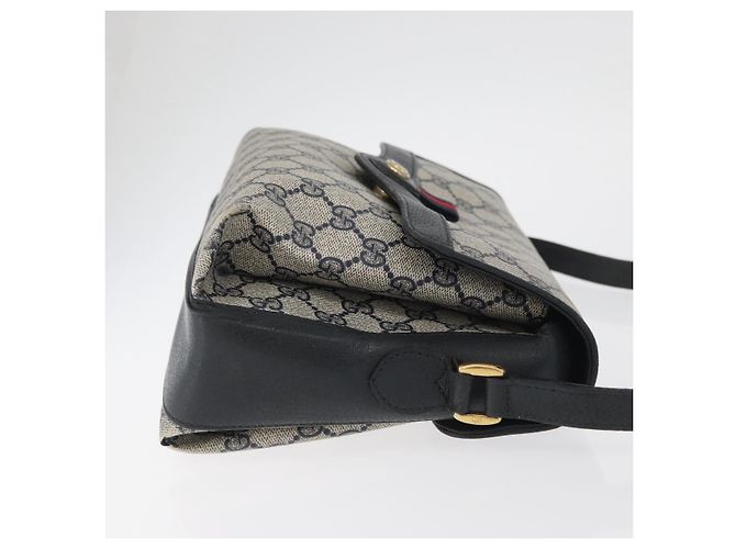 Gucci Borsa GG Supreme Sherry Line in PVC Blu Navy Oro Rosso 904 02 084 Auth SW2212 D'oro - vista 3