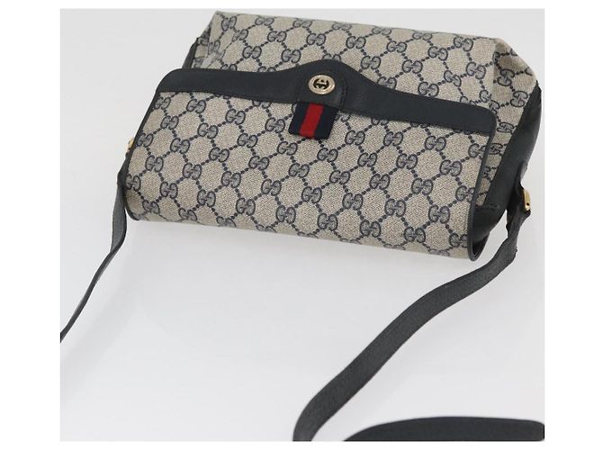 Gucci Borsa GG Supreme Sherry Line in PVC Blu Navy Oro Rosso 904 02 084 Auth SW2212 D'oro - vista 6