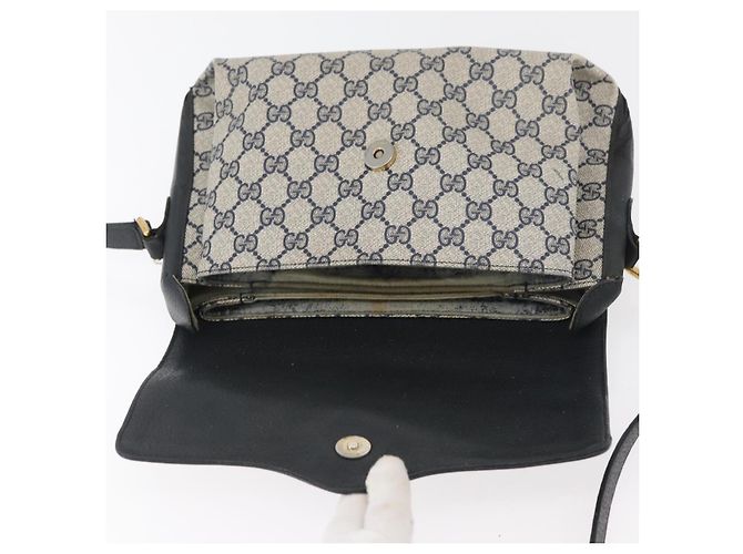 Gucci Borsa GG Supreme Sherry Line in PVC Blu Navy Oro Rosso 904 02 084 Auth SW2212 D'oro - vista 9