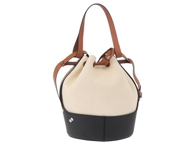 LOEWE - Ghibli Il Mio Vicino Totoro Borsa Secchiello Nera Profonda in Tela Auth 167150SM Marrone - vista 2
