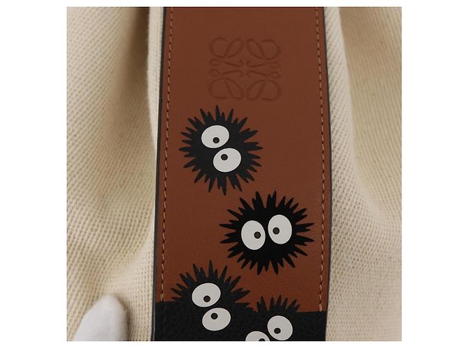 LOEWE - Ghibli Il Mio Vicino Totoro Borsa Secchiello Nera Profonda in Tela Auth 167150SM Marrone - vista 21