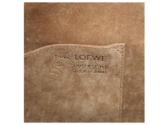 LOEWE - Ghibli Il Mio Vicino Totoro Borsa Secchiello Nera Profonda in Tela Auth 167150SM Marrone - vista 22