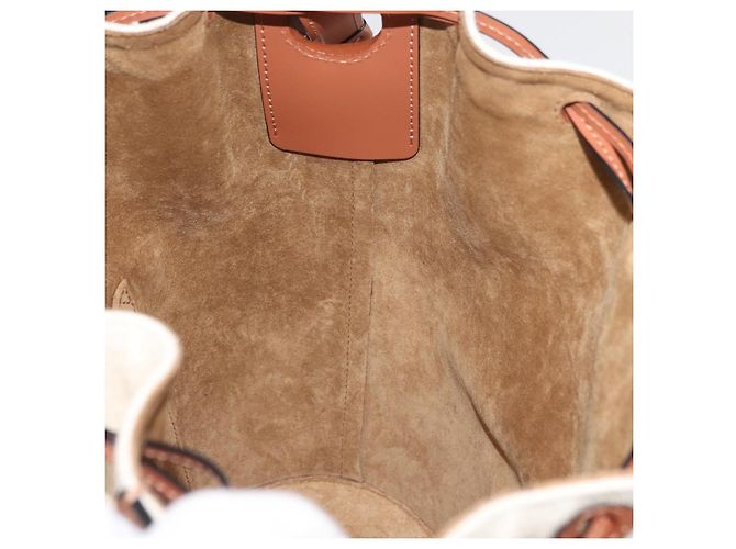 LOEWE - Ghibli Il Mio Vicino Totoro Borsa Secchiello Nera Profonda in Tela Auth 167150SM Marrone - vista 23