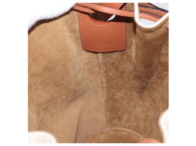 LOEWE - Ghibli Il Mio Vicino Totoro Borsa Secchiello Nera Profonda in Tela Auth 167150SM Marrone - vista 24