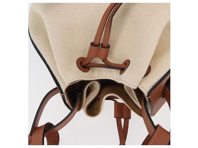LOEWE - Ghibli Il Mio Vicino Totoro Borsa Secchiello Nera Profonda in Tela Auth 167150SM Marrone - vista 6