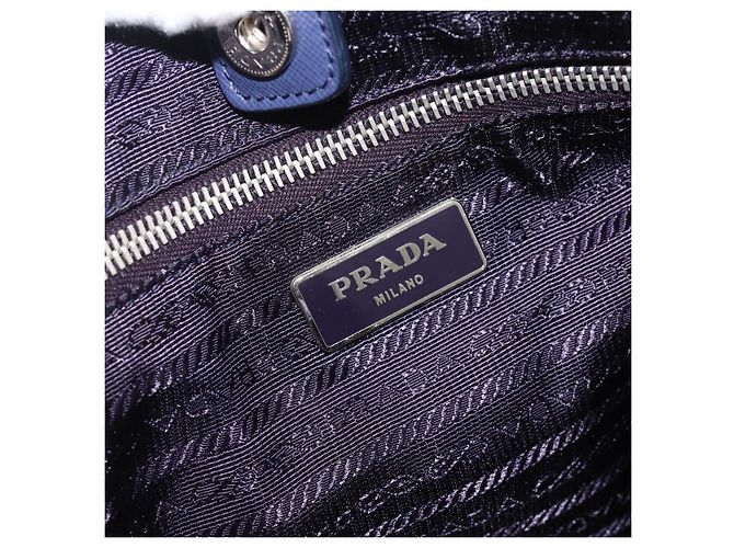 PRADA Tote Bag aus Nylon und Leder hellblau silber authentisch 174547 - Ansicht 17