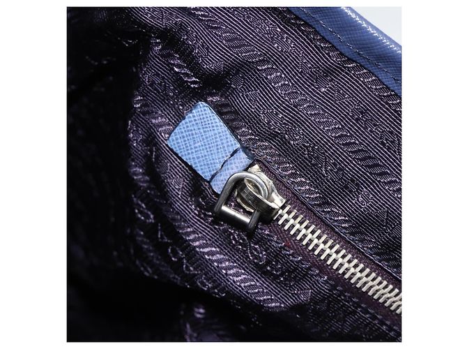 PRADA Tote Bag aus Nylon und Leder hellblau silber authentisch 174547 - Ansicht 20