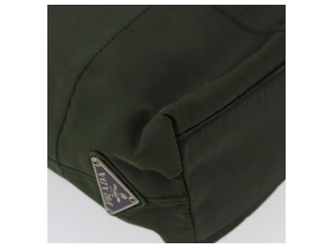 Tote PRADA Plastikkettentasche Nylon Khaki Silber Auth 174554 - Ansicht 9