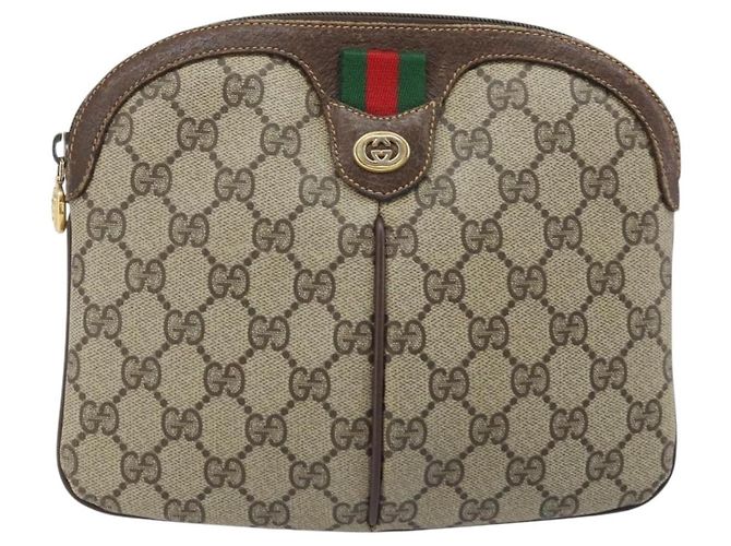 Borsa Sherry Line GG Supreme Web di GUCCI in PVC Beige e Oro 904 02 047 Auth ka3455 D'oro - Ansicht 13