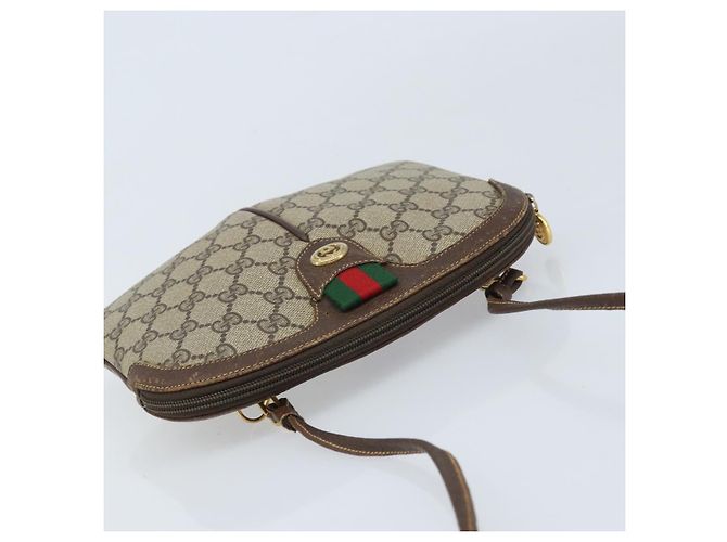 Borsa Sherry Line GG Supreme Web di GUCCI in PVC Beige e Oro 904 02 047 Auth ka3455 D'oro - Ansicht 6
