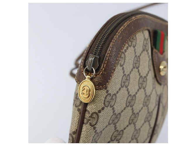 Borsa Sherry Line GG Supreme Web di GUCCI in PVC Beige e Oro 904 02 047 Auth ka3455 D'oro - Ansicht 9