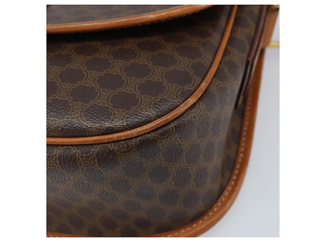 Céline Borsa a Spalla CELINE Macadam Canvas Stella in Pelle PVC Marrone Oro Auth BAZ619A D'oro - vista 14