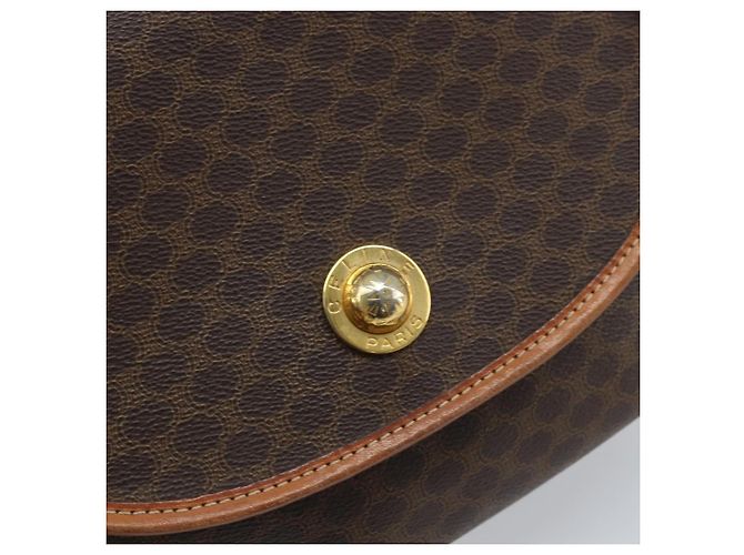 Céline Borsa a Spalla CELINE Macadam Canvas Stella in Pelle PVC Marrone Oro Auth BAZ619A D'oro - vista 18