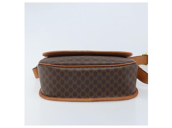 Céline Borsa a Spalla CELINE Macadam Canvas Stella in Pelle PVC Marrone Oro Auth BAZ619A D'oro - vista 5