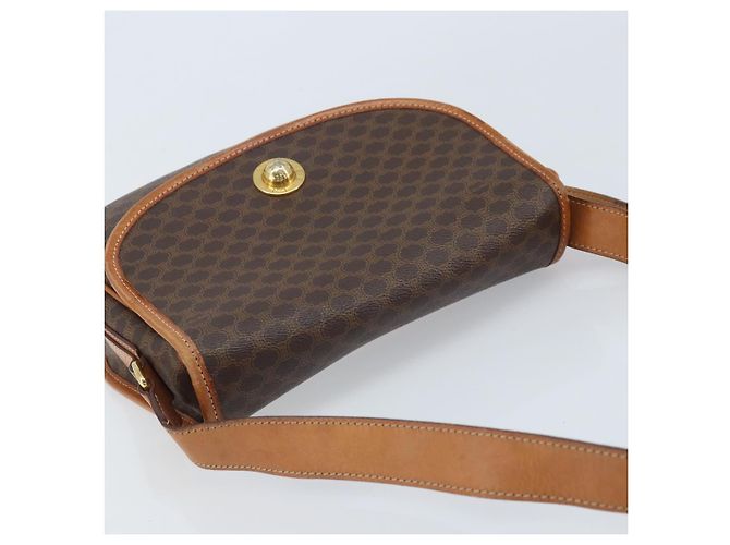 Céline Borsa a Spalla CELINE Macadam Canvas Stella in Pelle PVC Marrone Oro Auth BAZ619A D'oro - vista 6