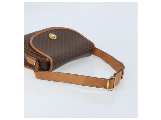 Céline Borsa a Spalla CELINE Macadam Canvas Stella in Pelle PVC Marrone Oro Auth BAZ619A D'oro - vista 7