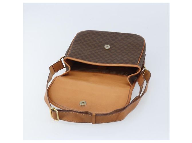 Céline Borsa a Spalla CELINE Macadam Canvas Stella in Pelle PVC Marrone Oro Auth BAZ619A D'oro - vista 9